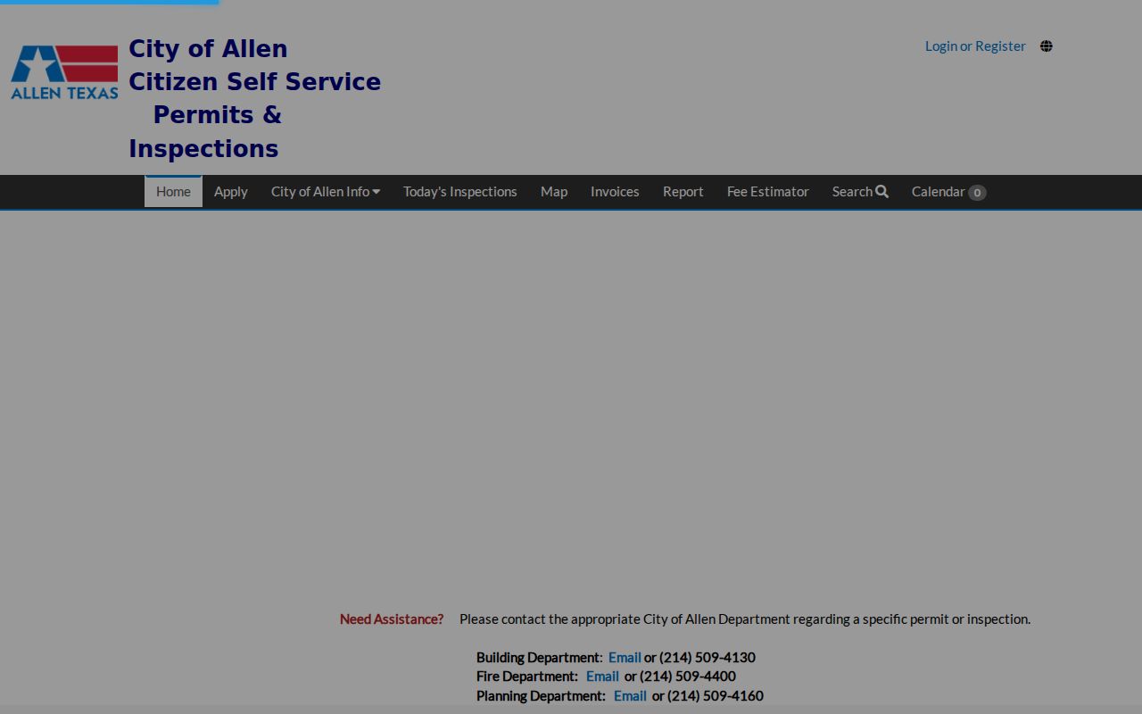 Allen residents directory view of Allen Citizen Self-Service public record search