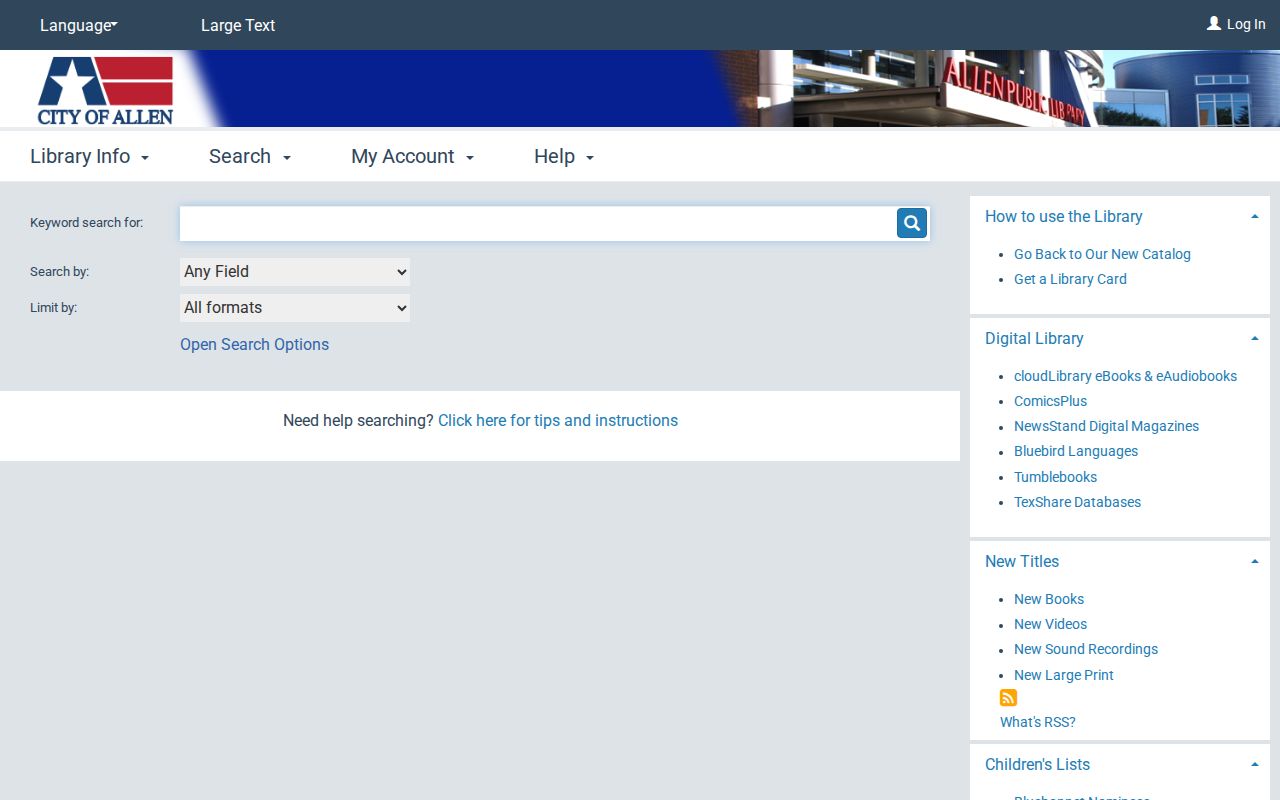 Allen previous residents local-history leads in the Allen Public Library catalog