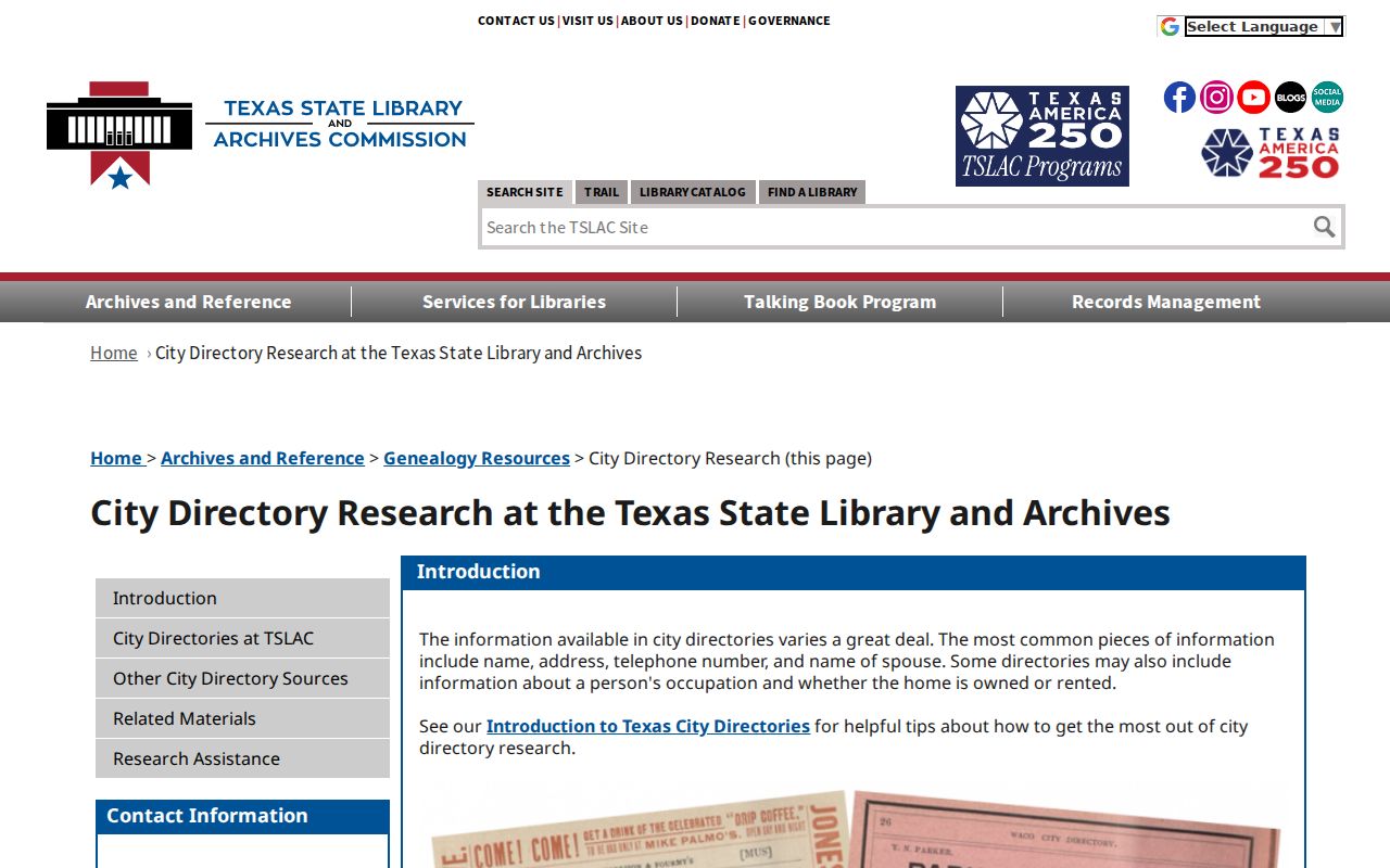 Allen previous residents research using the Texas State Library city directory guide