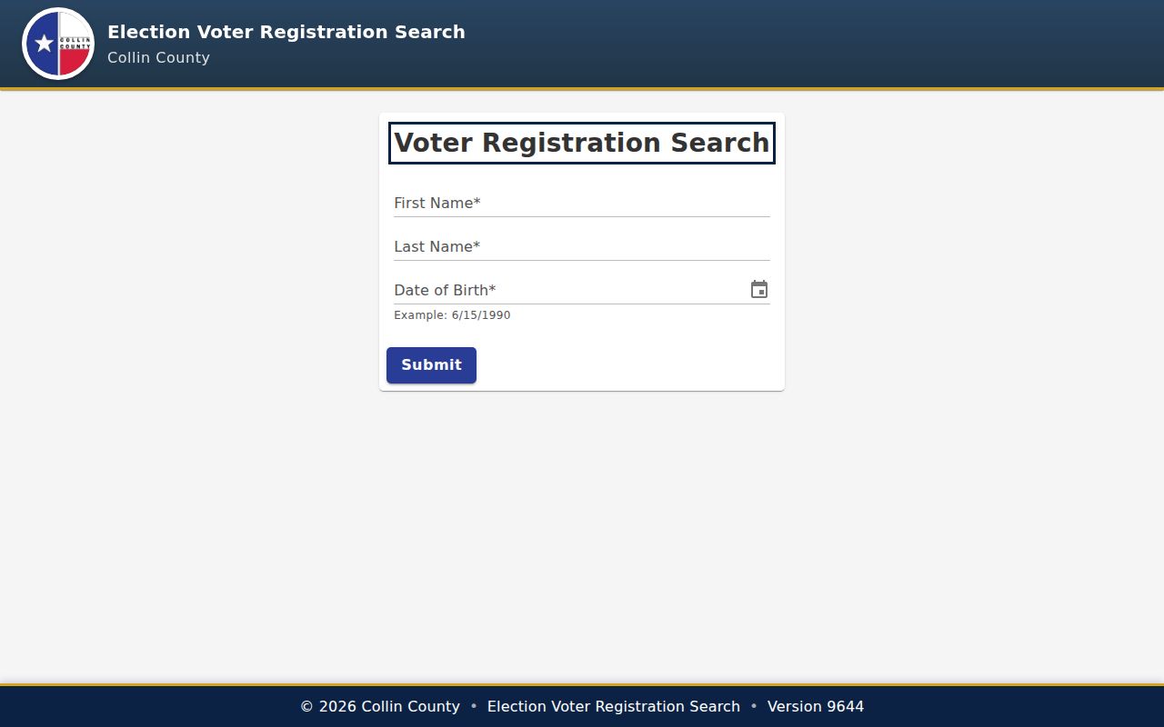 Allen resident lookup Collin County voter registration screen