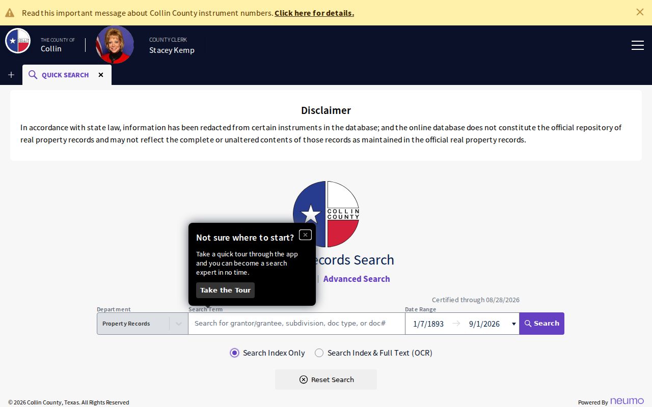 Allen street directory Collin County deed and land record index